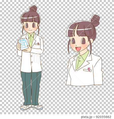お薬をもった薬剤師の女性のイラスト 92035662