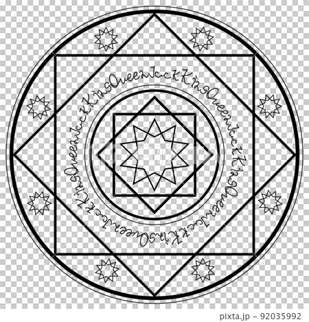 Star and square magic circle, handwritten characters in a different world style Star and square magic circle, handwritten characters in a different world style 92035992