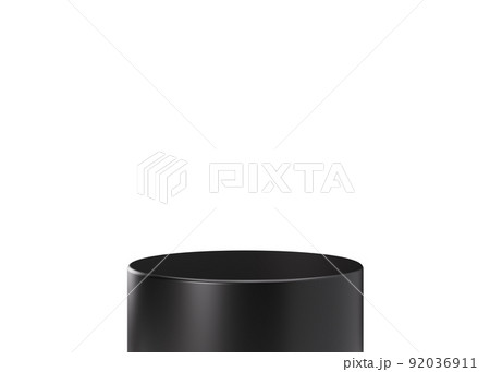 Black podium isolated on white background. Elegant podium for product, cosmetic presentation. Luxury mock up. Pedestal or platform for beauty products. Empty scene. 3D rendering. Black podium isolated on white background. Elegant podium for product, cosmetic presentation. Luxury mock up. Pedestal or platform for beauty products. Empty scene. 3D rendering. 92036911