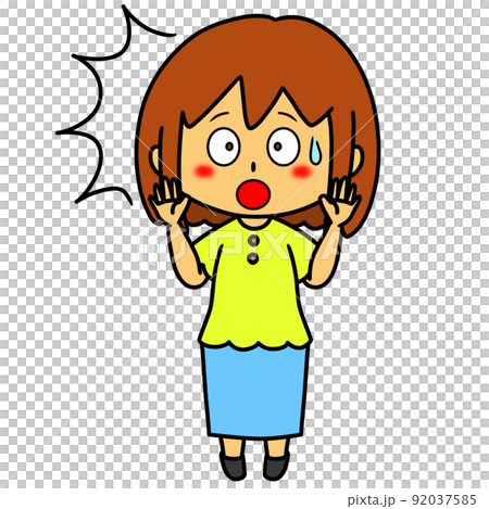 驚いている女性のイラスト 驚いている女性のイラスト 92037585