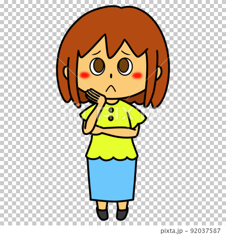 悩んでいる女性のイラスト 悩んでいる女性のイラスト 92037587