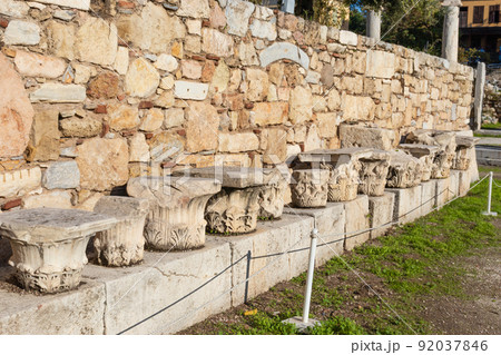 roman agora buildings in Athens, Greece on a sunny day 92037846