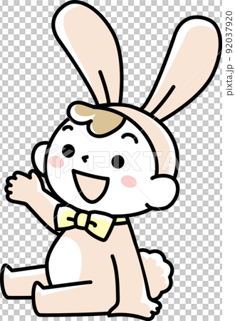 ウサギの着ぐるみを着て座る子ども ウサギの着ぐるみを着て座る子ども 92037920