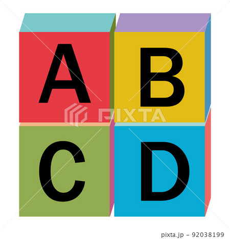 Wooden alphabet cubes with letters A, B, C, D color vector isolated illustration Wooden alphabet cubes with letters A, B, C, D color vector isolated illustration 92038199
