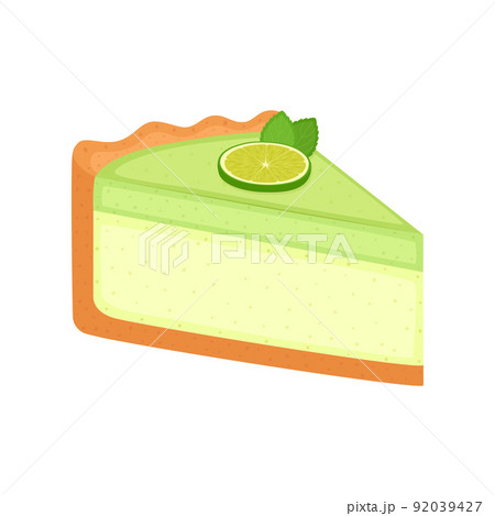 Piece of lime cheesecake. Lime pie isolated on white background, vector illustration 92039427