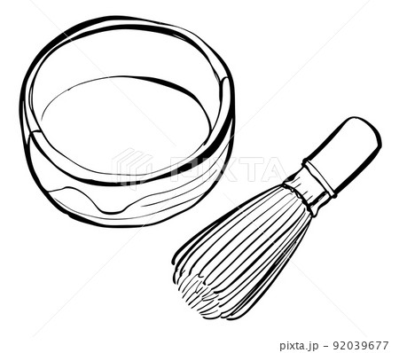 抹茶と茶筅 イラスト 1色 抹茶と茶筅 イラスト 1色 92039677