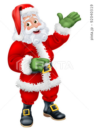 Cartoon Santa Claus Father Christmas Pointingのイラスト素材 