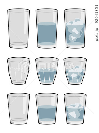 ガラスのコップと水と氷 線ありのイラスト素材 [92041351] - PIXTA