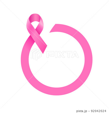Pink ribbon curve in circle shape. 92042024