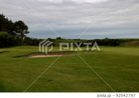 Golf Course Putting Green View at a Country Golf Club Golf Course Putting Green View at a Country Golf Club 92042797