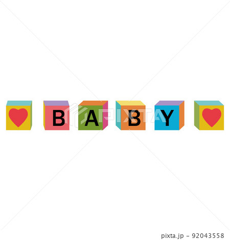 The word baby made of wooden cubes, color vector illustration, letters The word baby made of wooden cubes, color vector illustration, letters 92043558