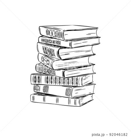 Stack of books isolated on white, Hand Drawn Sketch Vector illustration. 92046182