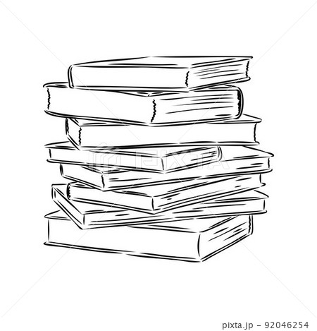 Stack of books isolated on white, Hand Drawn Sketch Vector illustration. 92046254