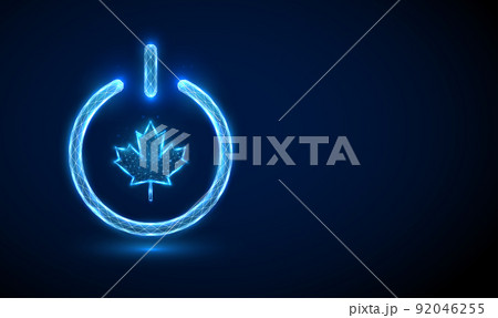 Abstract blue maple leaf shape in power button 92046255