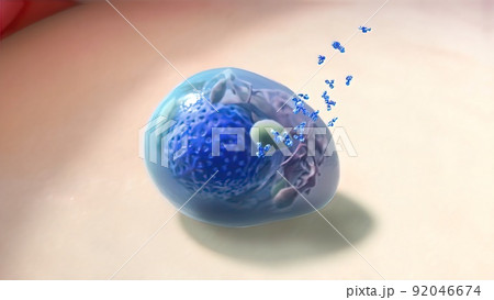3D illustration of a virus attack on an organism 3D illustration of a virus attack on an organism 92046674