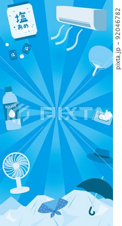 熱中症対策アイテムのテンプレート背景 熱中症対策アイテムのテンプレート背景 92046782