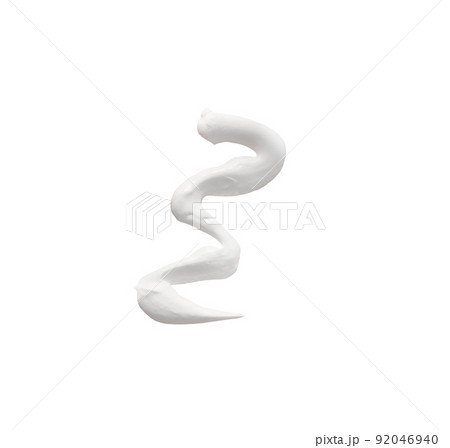 White stroke of squeezed cosmetic cream texture isolated on white background. White stroke of squeezed cosmetic cream texture isolated on white background. 92046940
