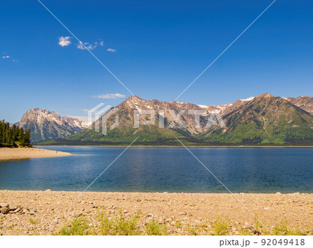 Sunny view of the Teton mountain range of Grand Teton National Park 92049418
