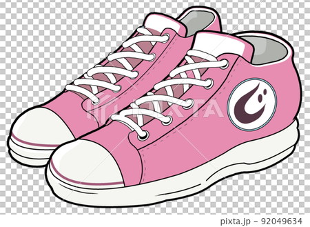 スニーカーのイラスト【ピンク・レディース・メンズ・靴・シューズ・クツ・くつひも】 92049634