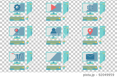 台式計算機圖標插圖集 92049959