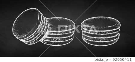 Vector chalk sketch illustrations of Macarons 92050411