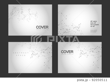 Abstract molecules brochure design. Vector cover template. Connect dots and lines. Text frame surface. Vector front page font design 92050511