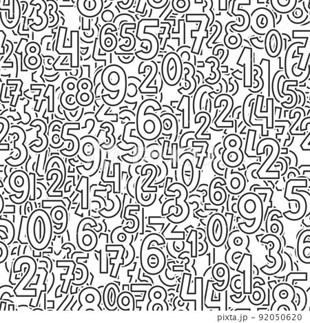 Seamless black and white background with a large number of numbers signs. 92050620