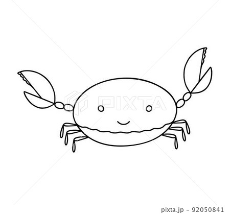 Cute crab simple doodle outline vector illustration, sea creature, coloring page, printable worksheet, image for kid poster, clipart, mascot 92050841