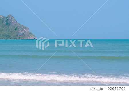 Panorama horizon scenics Calm sea blue water ocean blue sky Panorama horizon scenics Calm sea blue water ocean blue sky 92051702