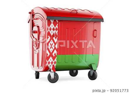 Garbage container with Belarusian flag, 3D rendering 92051773