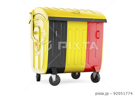 Garbage container with Belgian flag, 3D rendering Garbage container with Belgian flag, 3D rendering 92051774