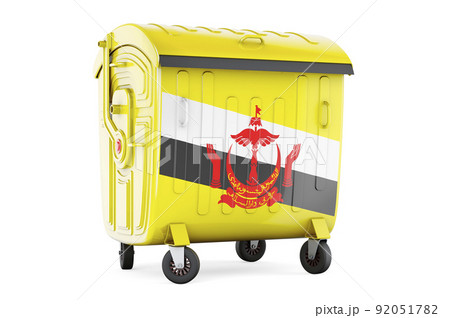 Garbage container with Bruneian flag, 3D rendering 92051782