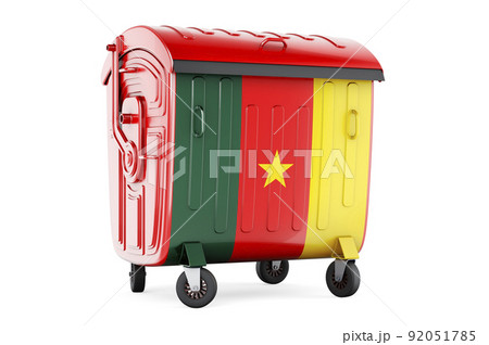 Garbage container with Cameroonian flag, 3D rendering 92051785