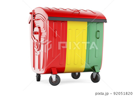Garbage container with Guinean flag, 3D rendering Garbage container with Guinean flag, 3D rendering 92051820