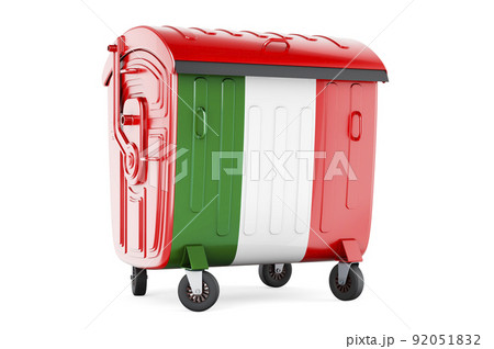 Garbage container with Italian flag, 3D rendering Garbage container with Italian flag, 3D rendering 92051832