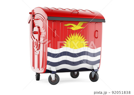 Garbage container with Kiribatian flag, 3D rendering 92051838