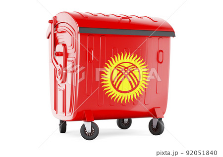 Garbage container with Kyrgyz flag, 3D rendering 92051840
