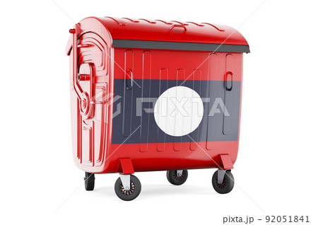 Garbage container with Laotian flag, 3D rendering 92051841