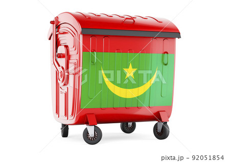 Garbage container with Mauritanian flag, 3D rendering 92051854