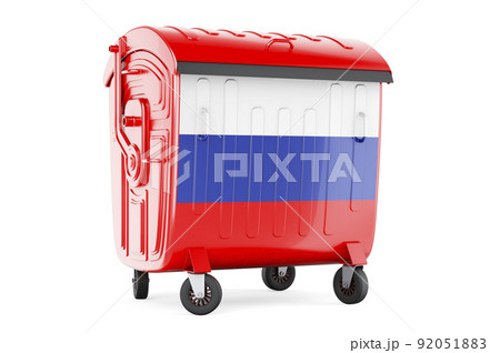 Garbage container with Russian flag, 3D rendering Garbage container with Russian flag, 3D rendering 92051883