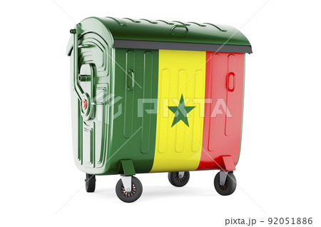 Garbage container with Senegalese flag, 3D rendering 92051886