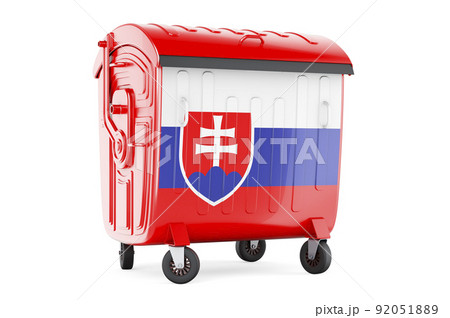 Garbage container with Slovak flag, 3D rendering 92051889