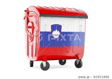 Garbage container with Slovenian flag, 3D rendering Garbage container with Slovenian flag, 3D rendering 92051890