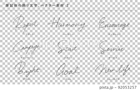 筆記体の優雅な飾り文字2、ベクター素材、手書き、ビジネス 92053257