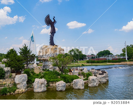 Sunny view of the Indian chief statue at Wichita 92053884