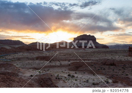 Red Rock Mountains in the Desert at Sunrise. 92054776