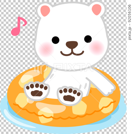 A polar bear character sitting on a float and floating A polar bear character sitting on a float and floating 92056106