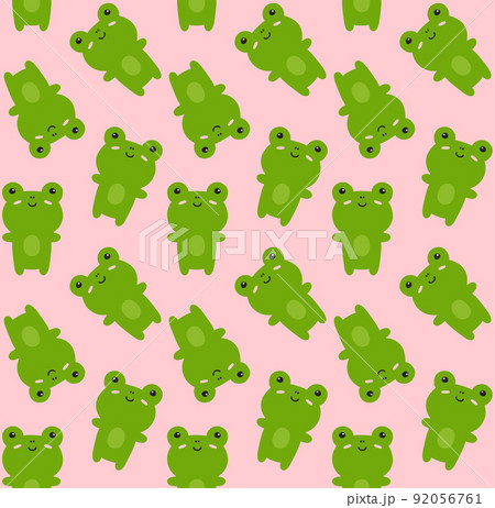 Vector seamless pattern of flat cute frog 92056761