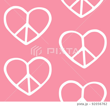 Vector seamless pattern of peace heart signのイラスト素材 [92056762] - PIXTA