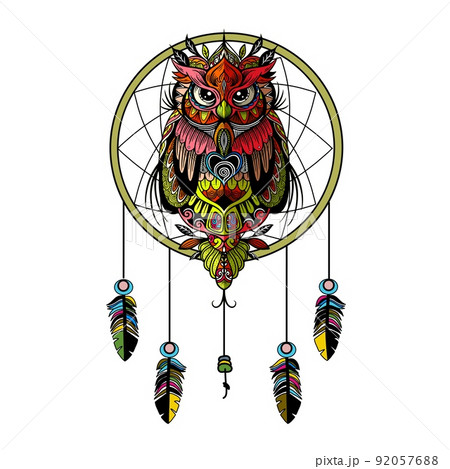 colorful owl zentangle art illustration . Ethnic patterned vector illustration. colorful owl zentangle art illustration . Ethnic patterned vector illustration. 92057688